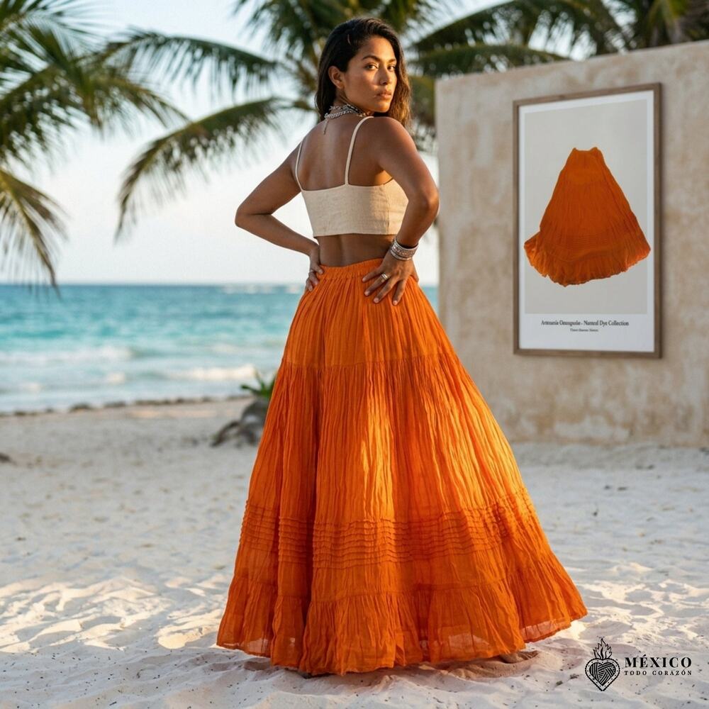 Yellow Mexican Gauze skirt good for beach wear yoga one size  24 x 36